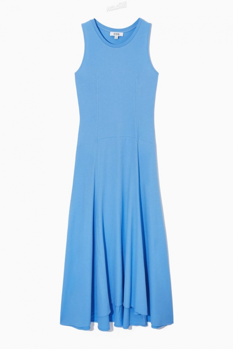 COS Sleeveless Dropped-Waist Maxi Dress Women's Dresses Light Blue | BA72-W0VD