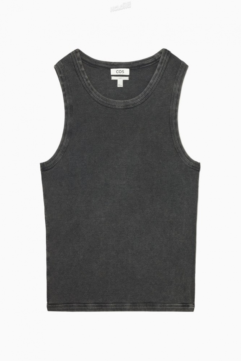 COS Slim-Fit Acid-Wash Tank Top Men's Tops Washed Black | JS28-T5VQ