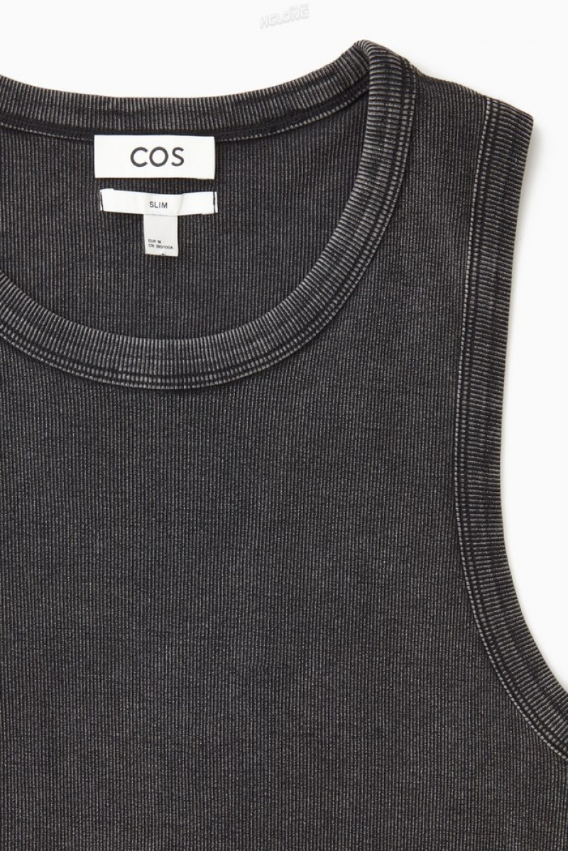 COS Slim-Fit Acid-Wash Tank Top Men's Tops Washed Black | JS28-T5VQ