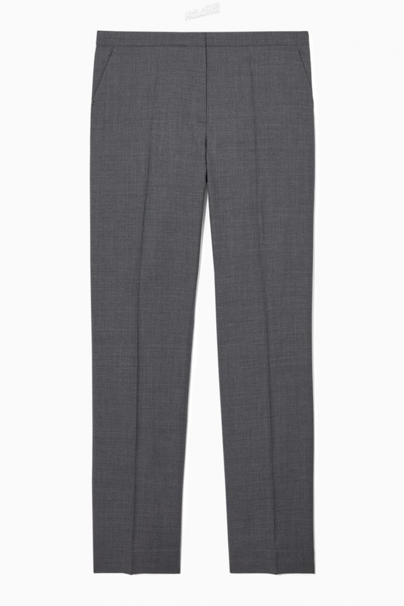 COS Slim Tailored Wool Trousers Women's Trousers Grey | ZK19-I4LB