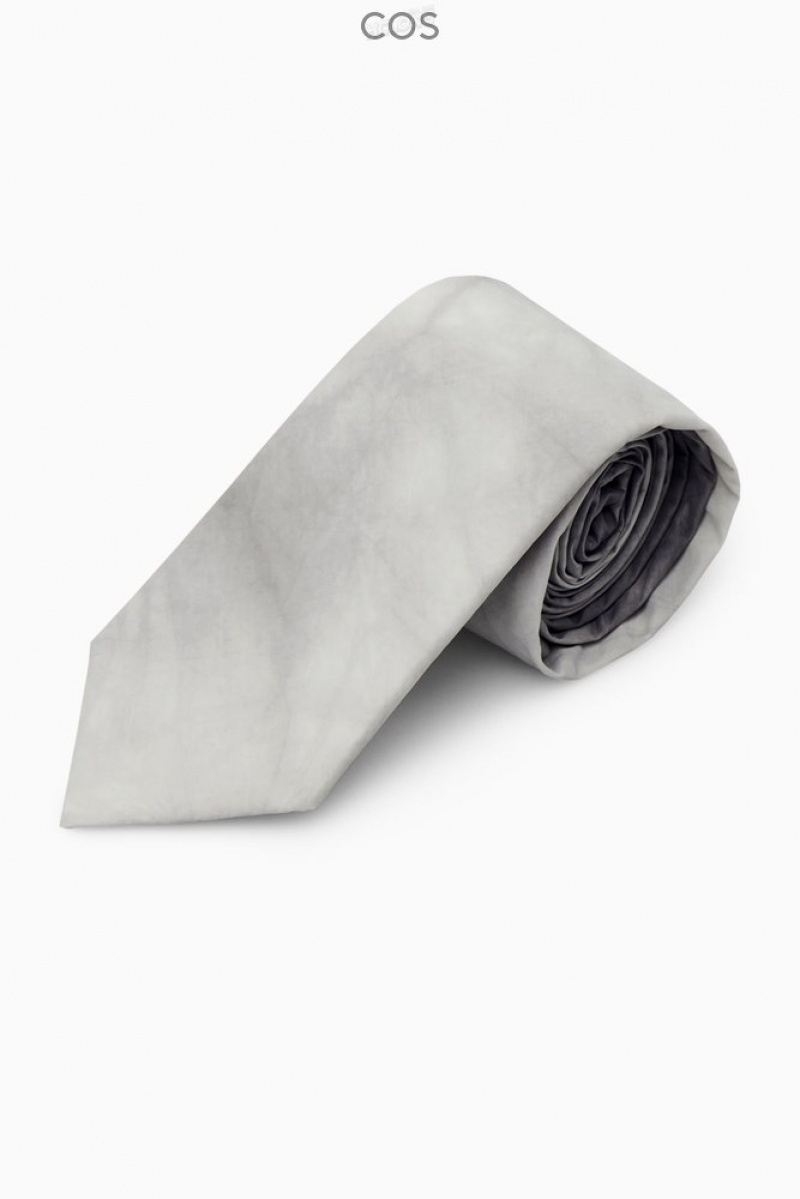 COS Slim Tie-Dye Print Tie Men's Ties Gray / Printed | KI22-C9RS