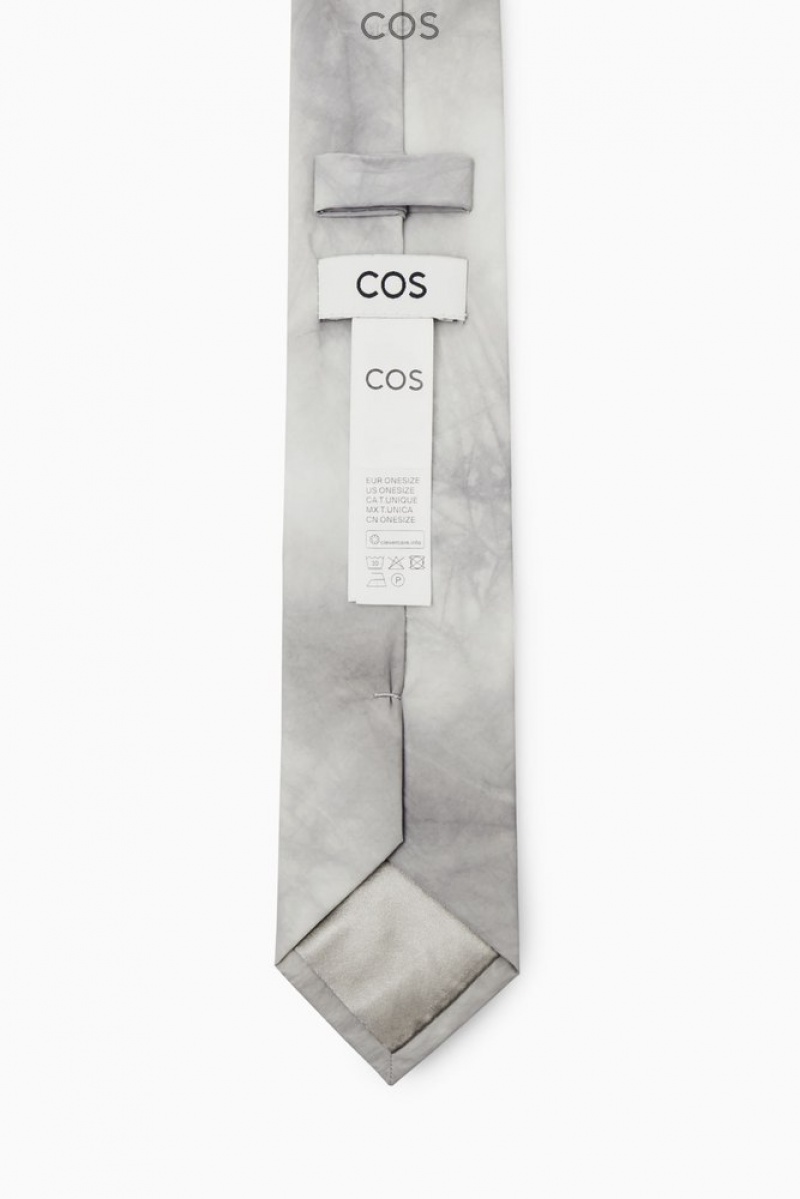 COS Slim Tie-Dye Print Tie Men's Ties Gray / Printed | KI22-C9RS