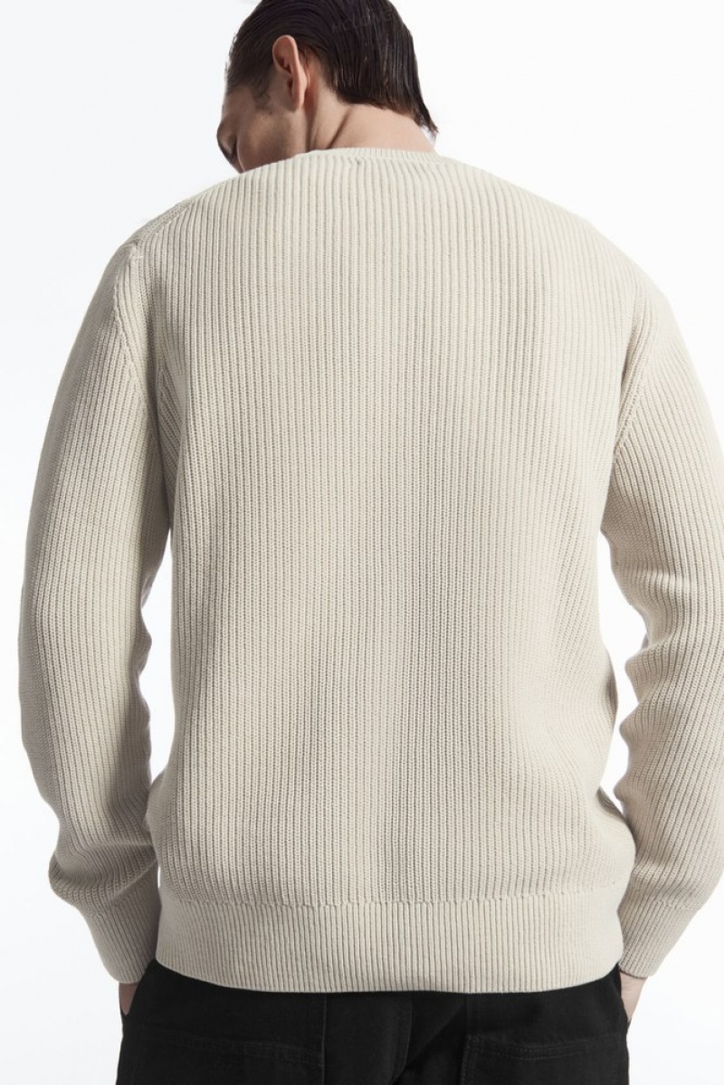 COS Stone-Washed Knitted Jumper Men's Sweaters & Cardigans Stone | FD52-W6YE