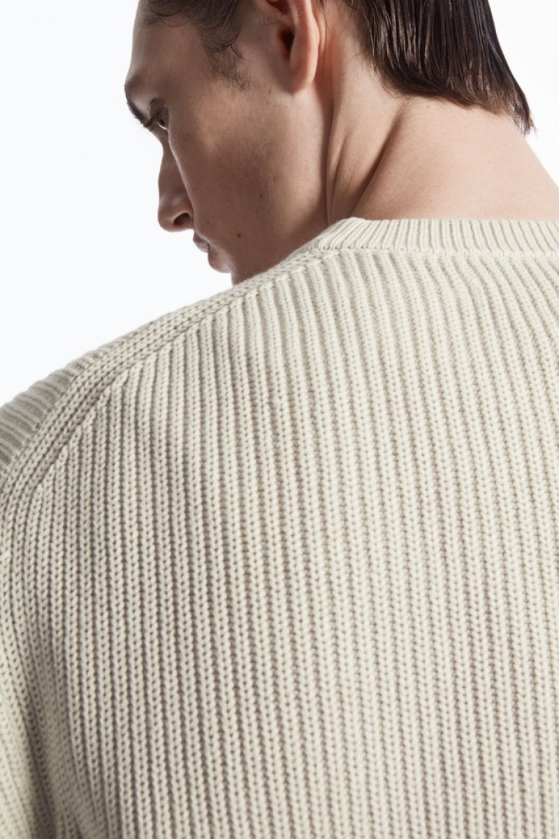 COS Stone-Washed Knitted Jumper Men's Sweaters & Cardigans Stone | FD52-W6YE