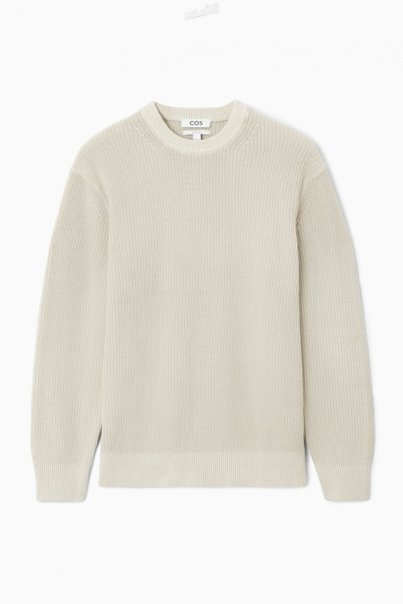 COS Stone-Washed Knitted Jumper Men's Sweaters & Cardigans Stone | FD52-W6YE