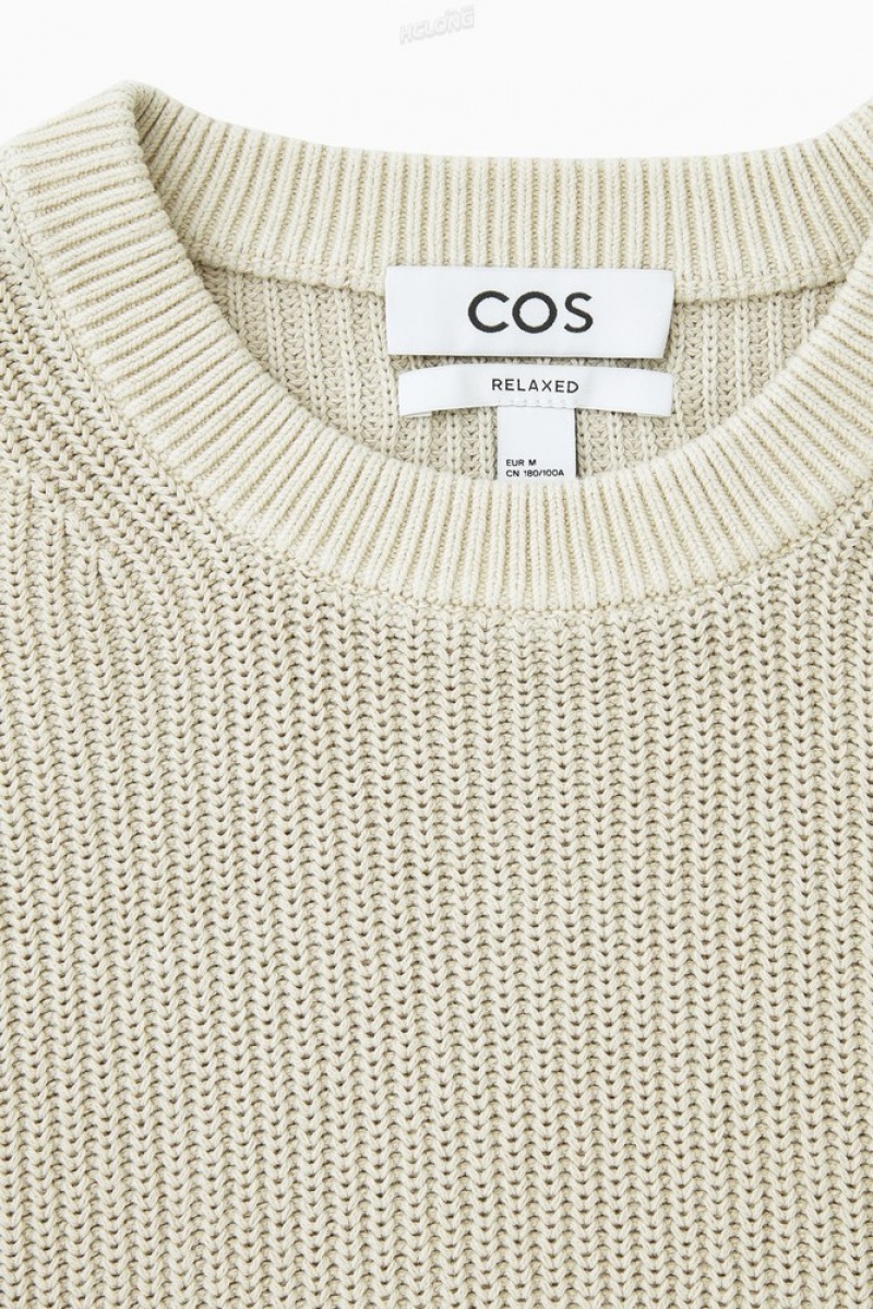 COS Stone-Washed Knitted Jumper Men's Sweaters & Cardigans Stone | FD52-W6YE