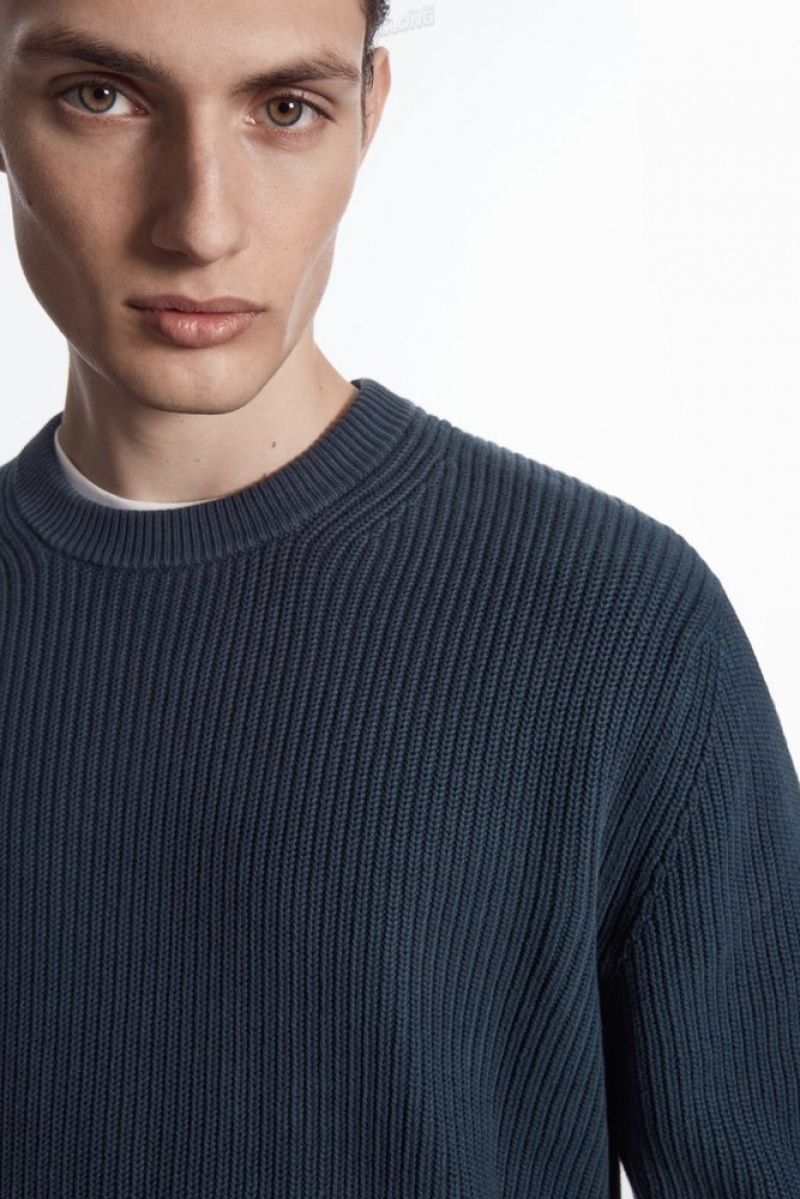 COS Stone-Washed Knitted Sweater Men's Sweaters & Cardigans Stone | KF69-L4QI