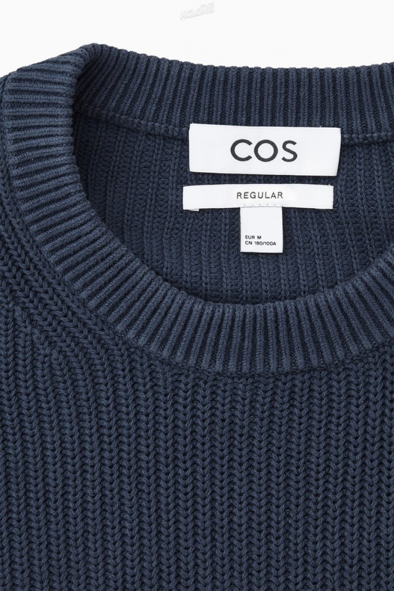 COS Stone-Washed Knitted Sweater Men's Sweaters & Cardigans Stone | KF69-L4QI