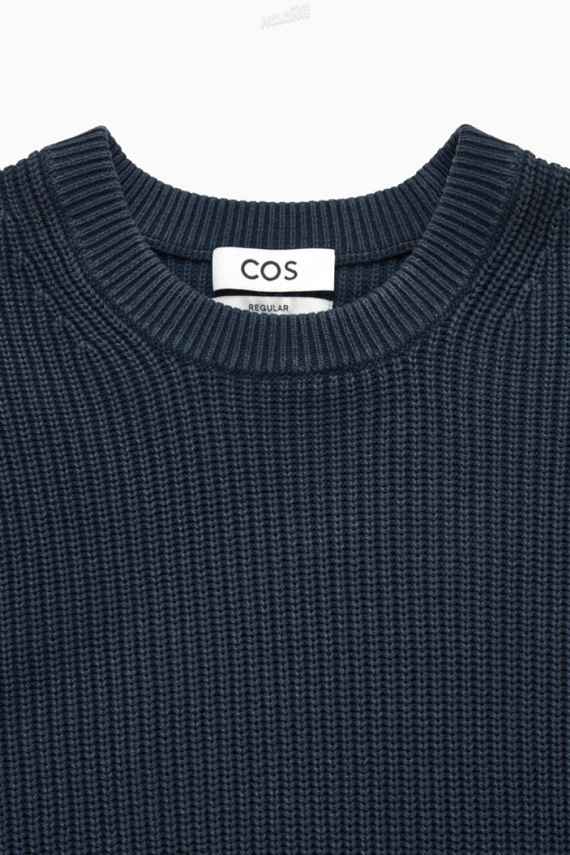 COS Stone-Washed Knitted Sweater Men's Sweaters & Cardigans Stone | NL80-L0MA