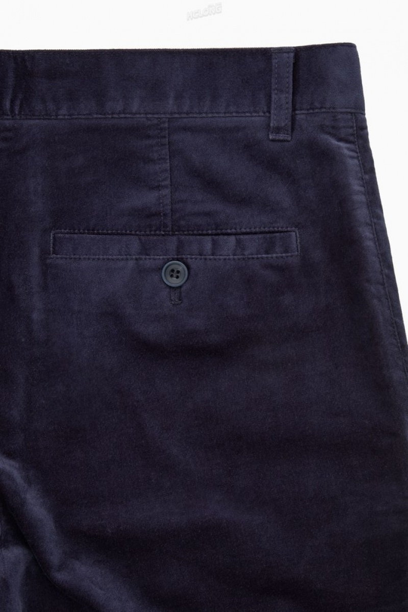 COS Straight-Leg Cotton-Moleskin Trousers Men's Trousers Black | MN21-T6CM