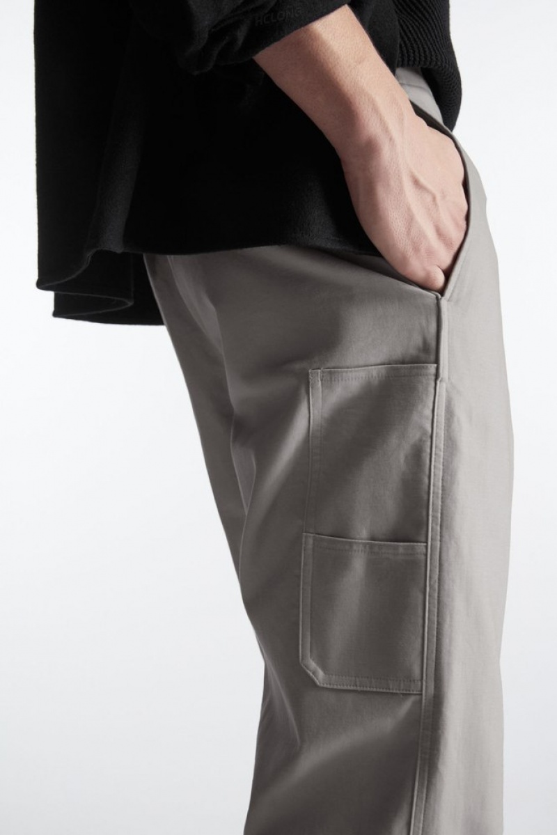 COS Straight-Leg Utility Pants Men's Pants Stone | XP89-Q8DF