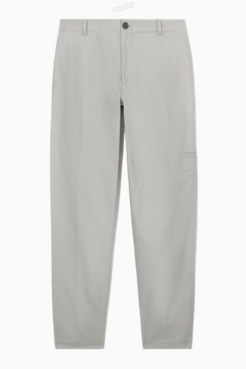 COS Straight-Leg Utility Pants Men's Pants Stone | XP89-Q8DF