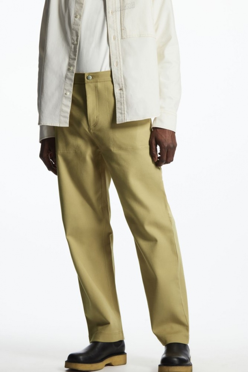 COS Straight-Leg Utility Trousers Men's Pants Beige | MI75-P6IT