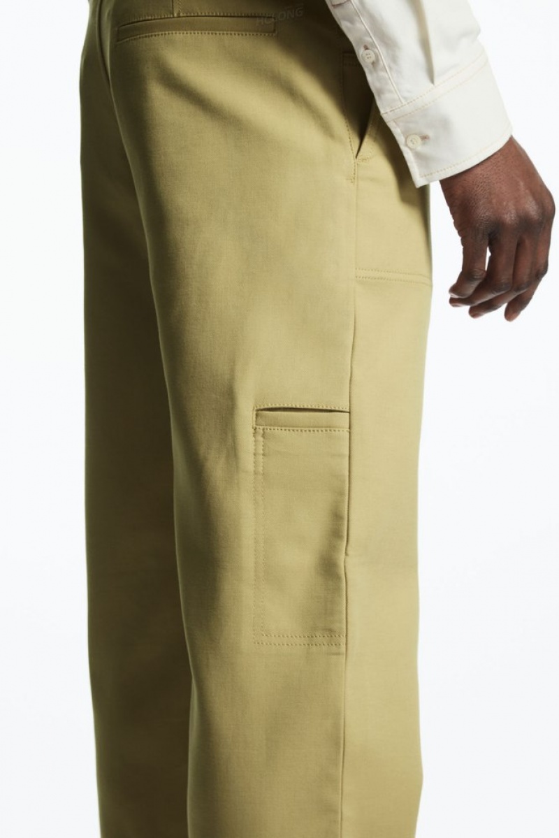 COS Straight-Leg Utility Trousers Men's Pants Beige | MI75-P6IT