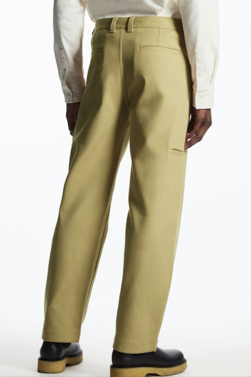 COS Straight-Leg Utility Trousers Men's Pants Beige | MI75-P6IT