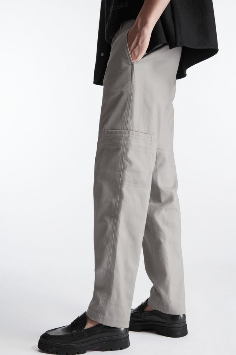 COS Straight-Leg Utility Trousers Men's Trousers Stone | BU84-O1RR