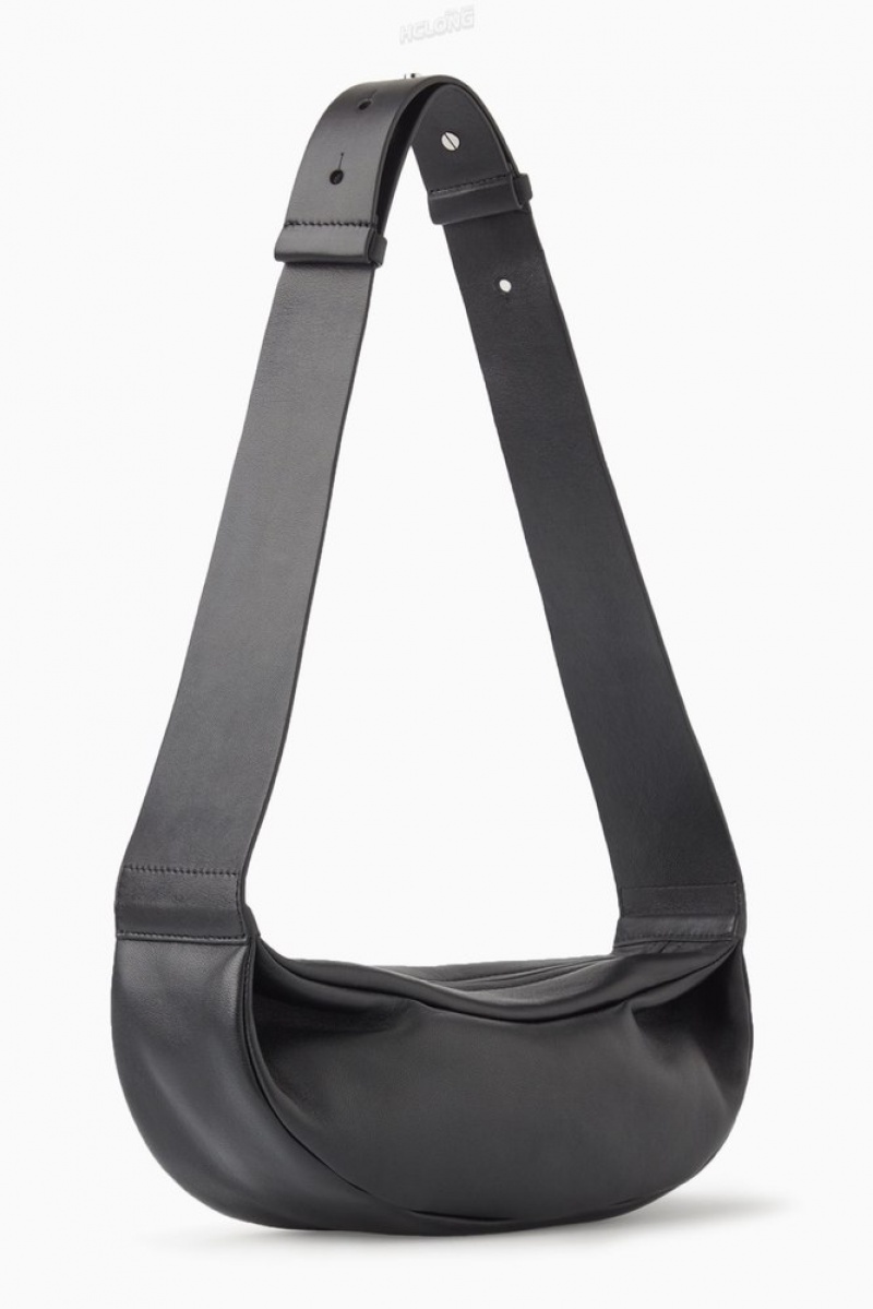 COS Swing Crossbody - Leather Women's Bags Black | NM96-M8VS