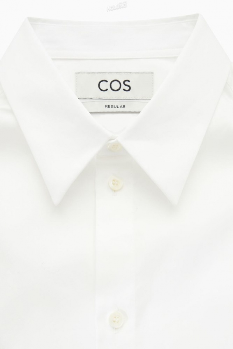 COS Tailored Poplin Shirt - Regular Men's Shirts White | CH91-C2JC