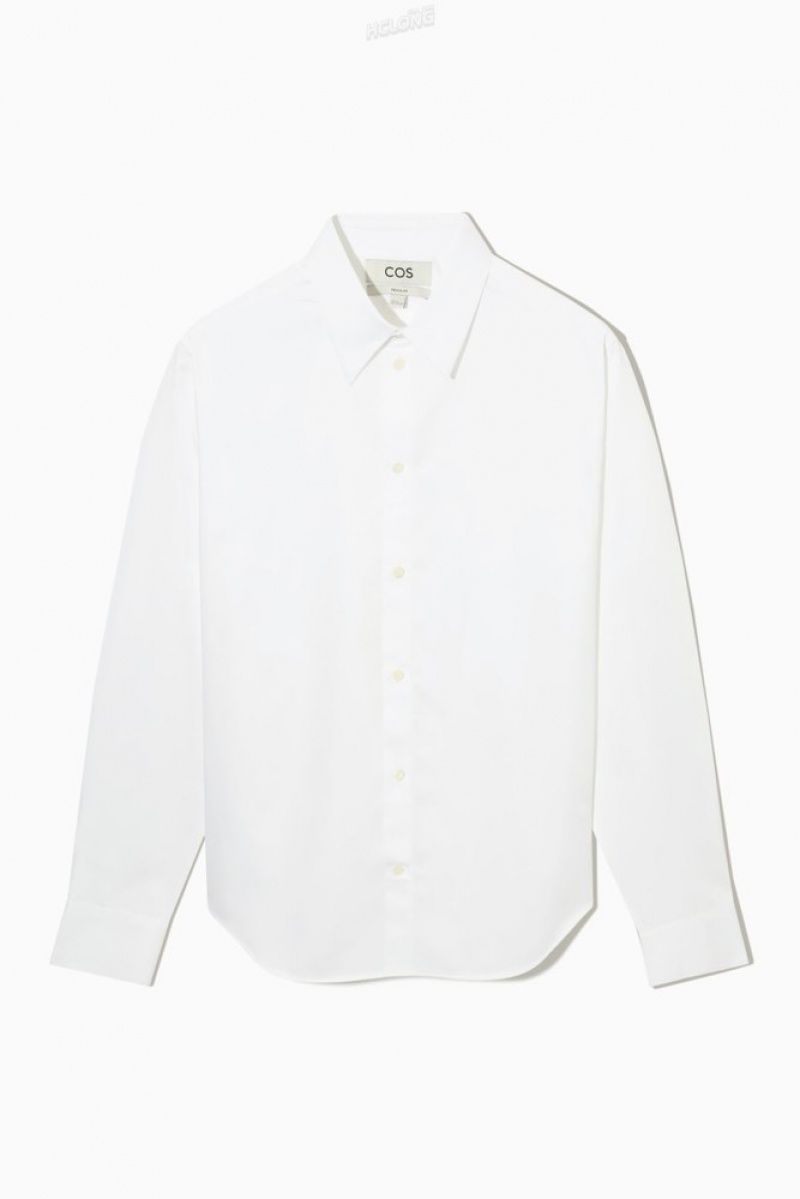 COS Tailored Poplin Shirt - Regular Men\'s Shirts White | CH91-C2JC