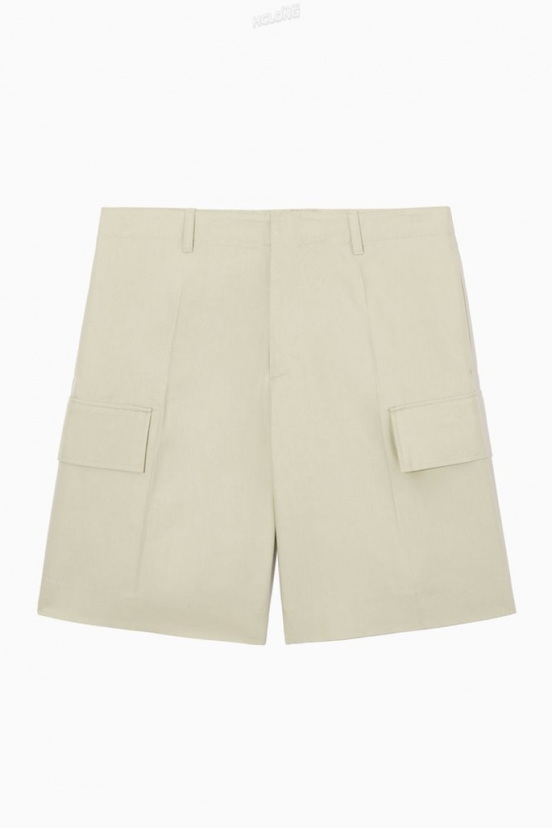 COS Tailored Utility Shorts Men's Shorts Light Beige | PE22-Z4AC