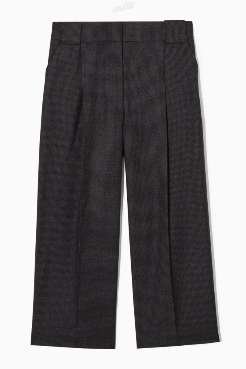 COS Tailored Wool-Flannel Culottes Women's Trousers White / Black | PH40-H1GW