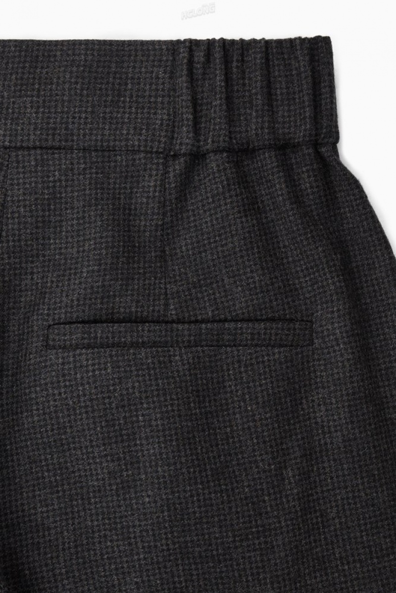 COS Tailored Wool-Flannel Culottes Women's Trousers White / Black | PH40-H1GW