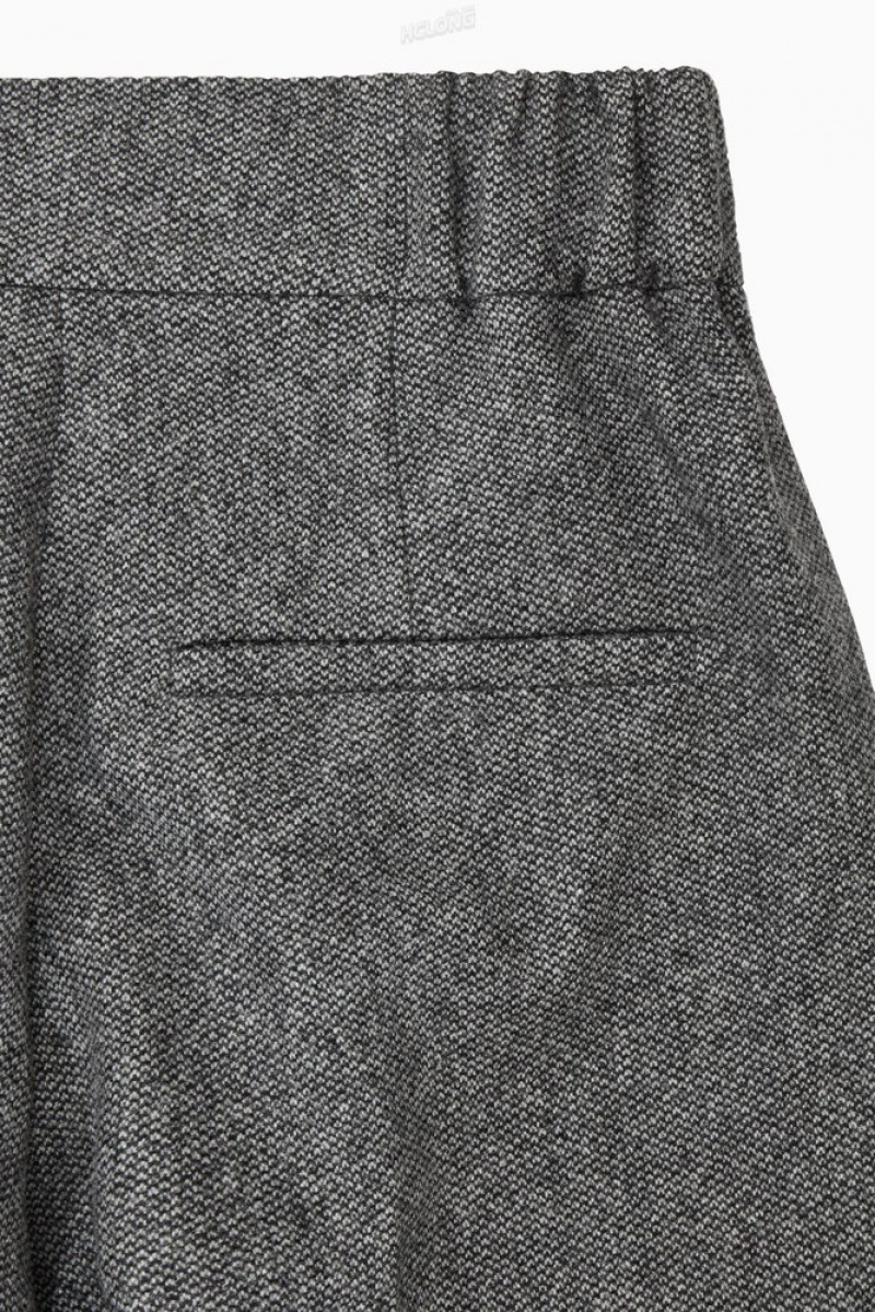 COS Tailored Wool-Flannel Culottes Women's Trousers White / Black | ER96-G2RP