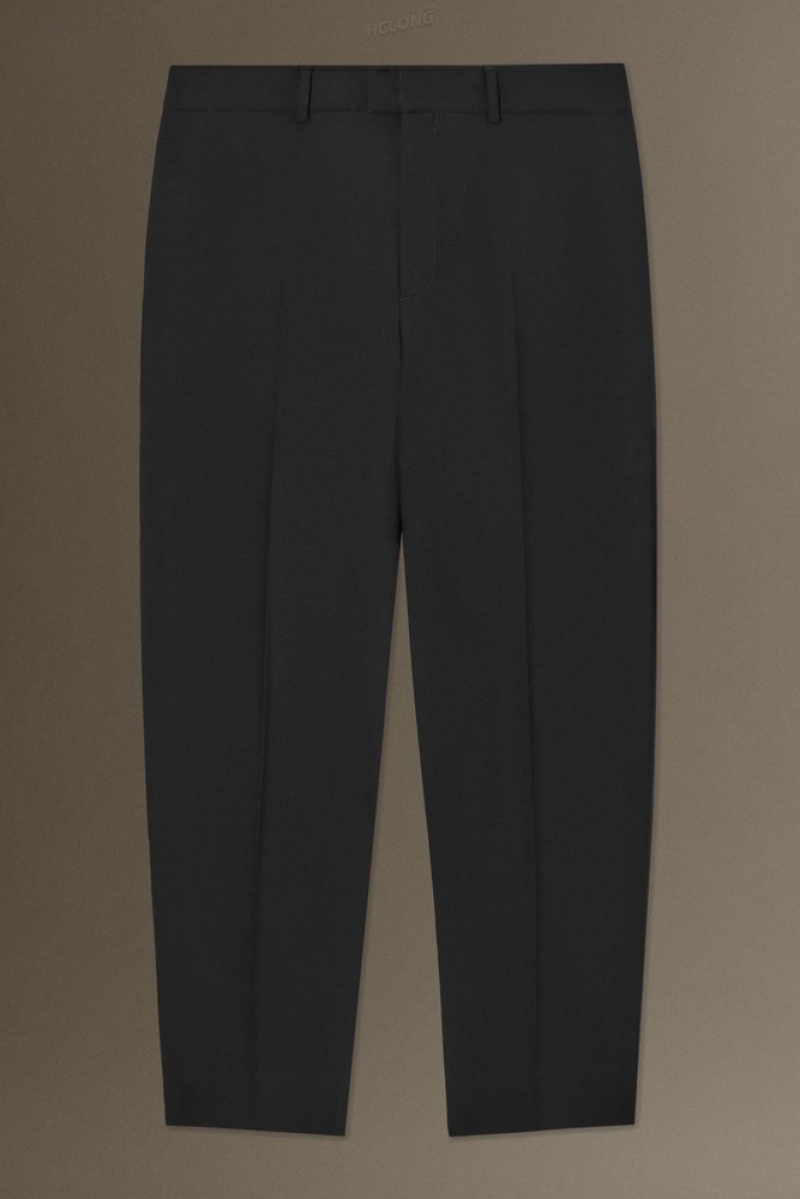 COS Tailored Wool-Hopsack Pants - Straight Men's Suit Pants Black | UP30-K6UF