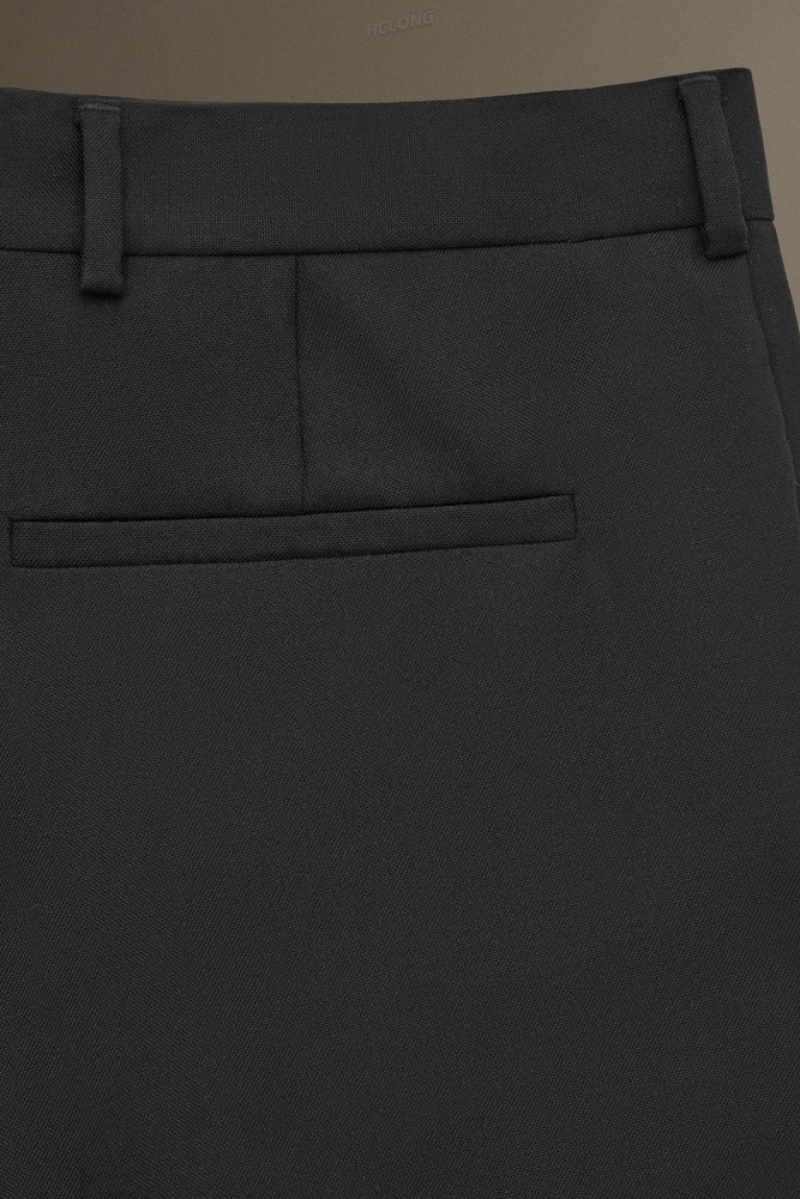 COS Tailored Wool-Hopsack Pants - Straight Men's Suit Pants Black | UP30-K6UF