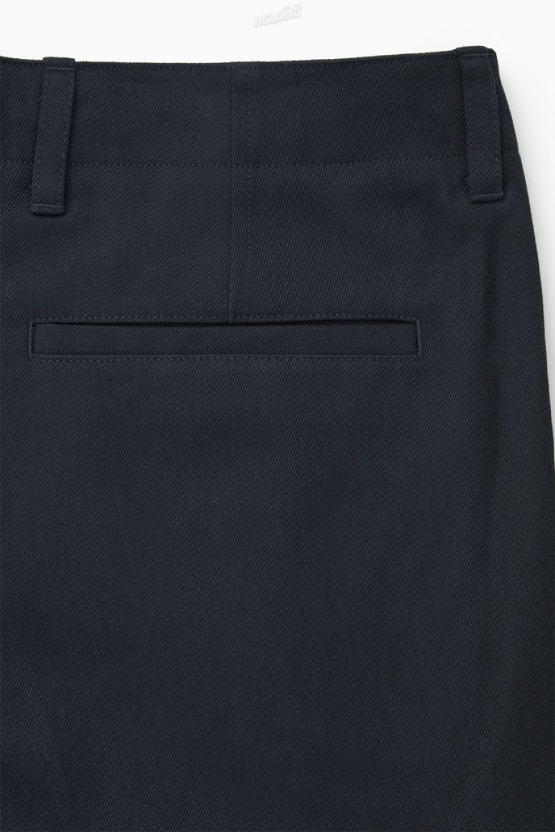 COS Tapered Cargo Trousers Men's Pants Navy | LV20-Q8VK