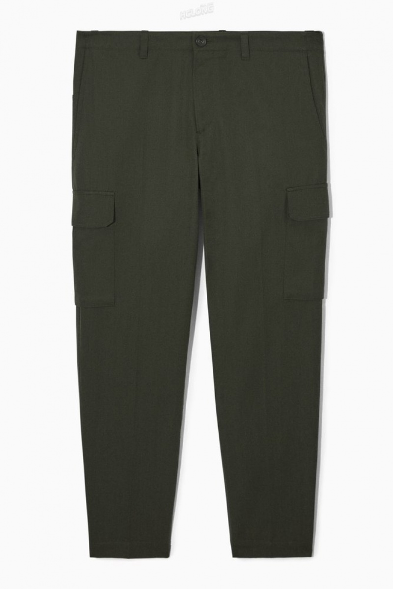 COS Tapered Cargo Trousers Men's Pants Navy | JV82-R9XL