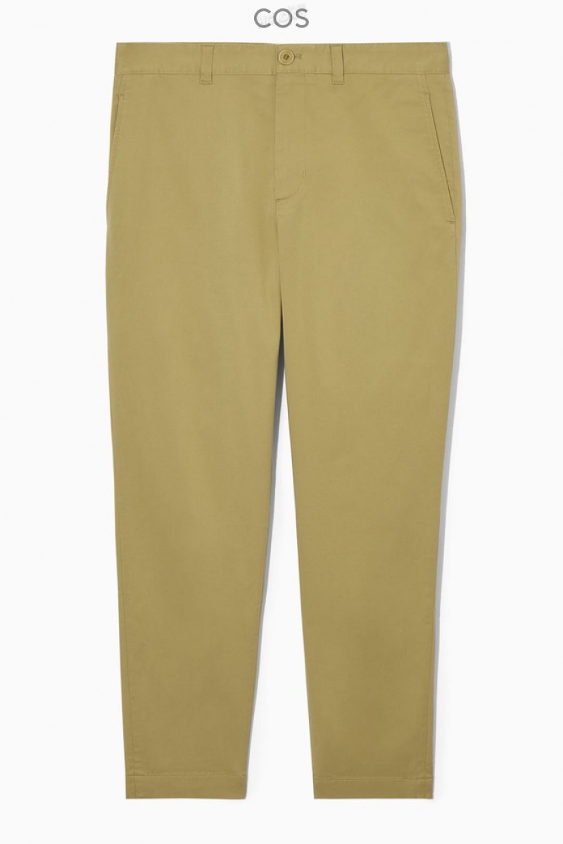 COS Tapered Twill Chinos Men's Pants Dark Beige | HI82-A5UG