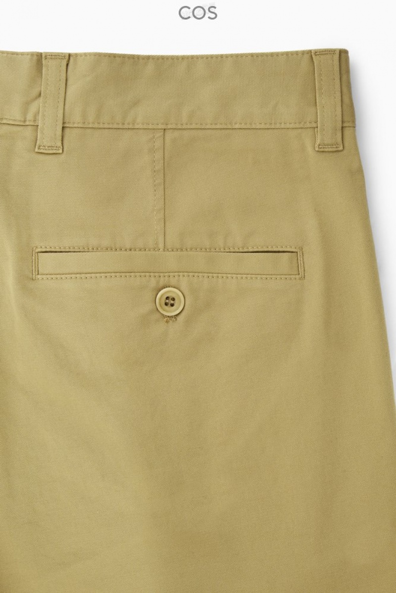 COS Tapered Twill Chinos Men's Pants Dark Beige | HI82-A5UG