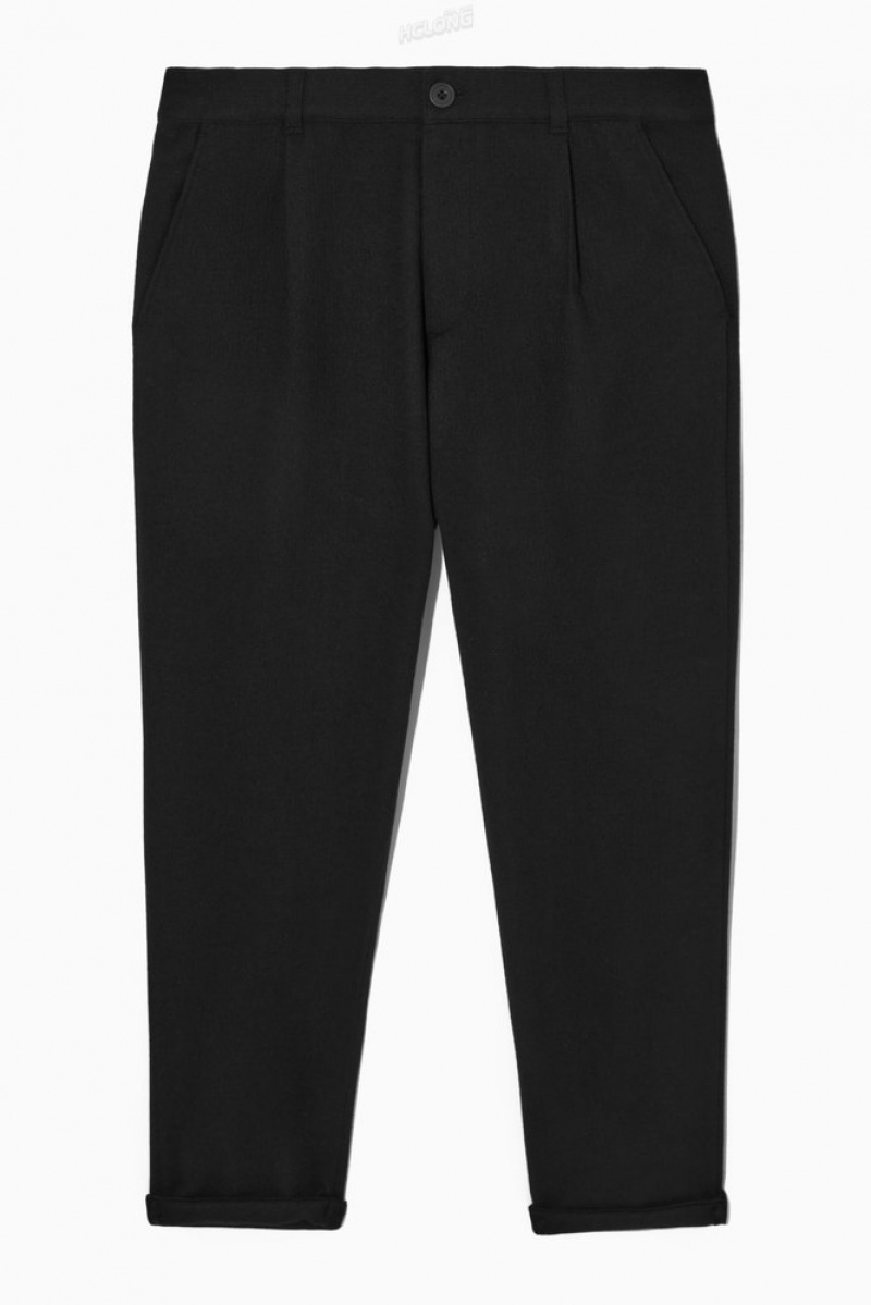 COS Tapered Wool Chinos Men's Pants Black | DH89-T8TH