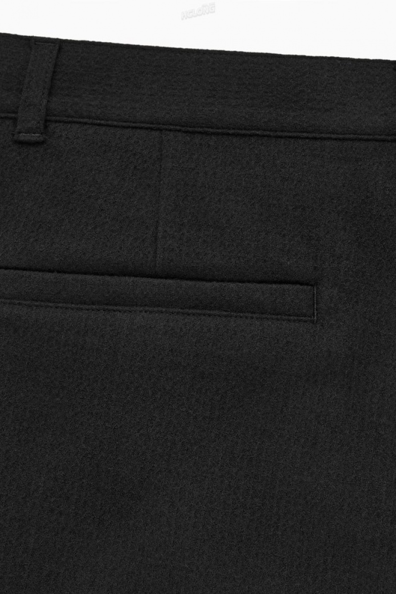 COS Tapered Wool Chinos Men's Pants Black | DH89-T8TH