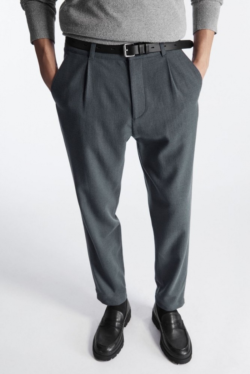 COS Tapered Wool Chinos Men's Trousers Grey | IO61-Q3CE