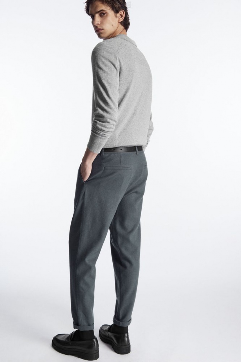 COS Tapered Wool Chinos Men's Trousers Grey | IO61-Q3CE