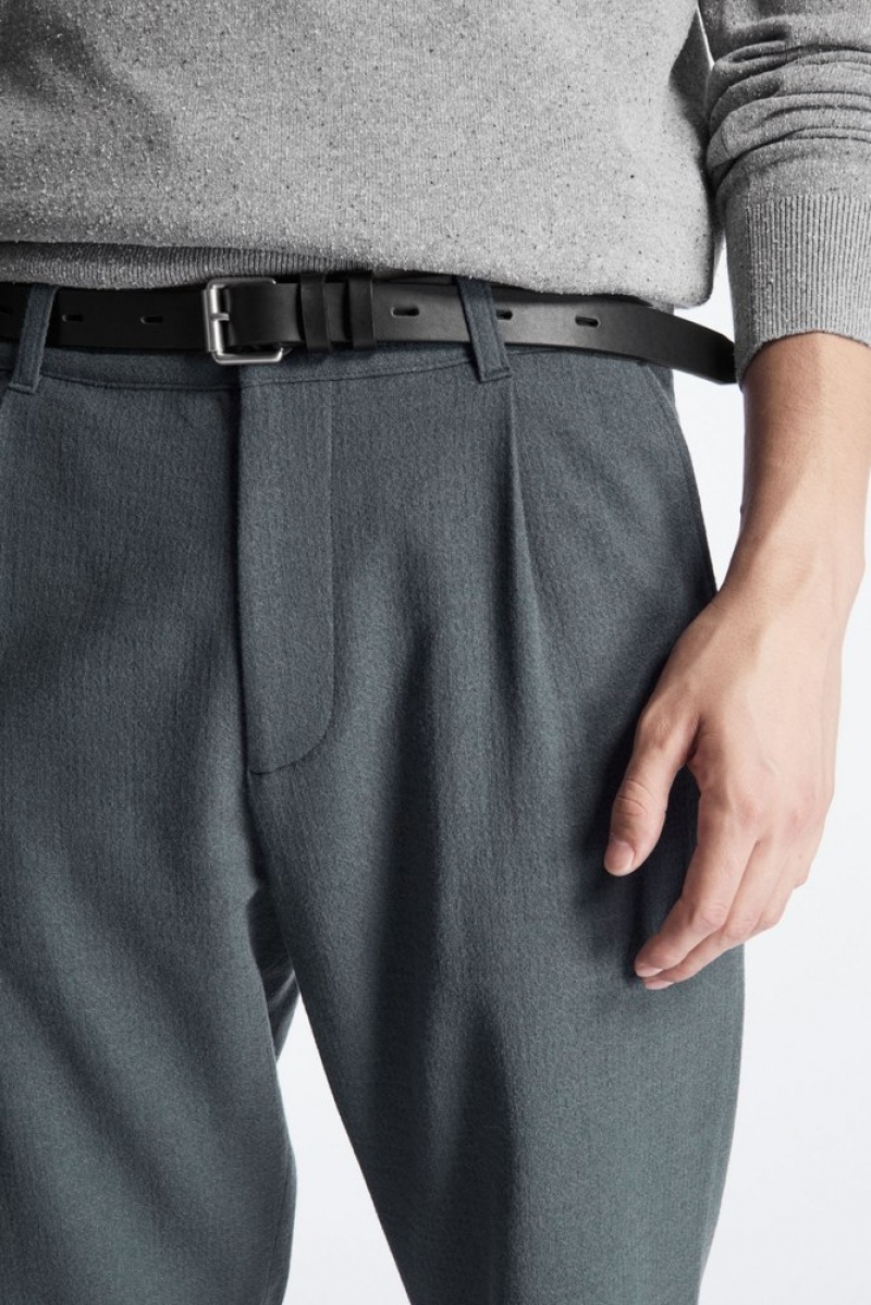 COS Tapered Wool Chinos Men's Trousers Grey | IO61-Q3CE