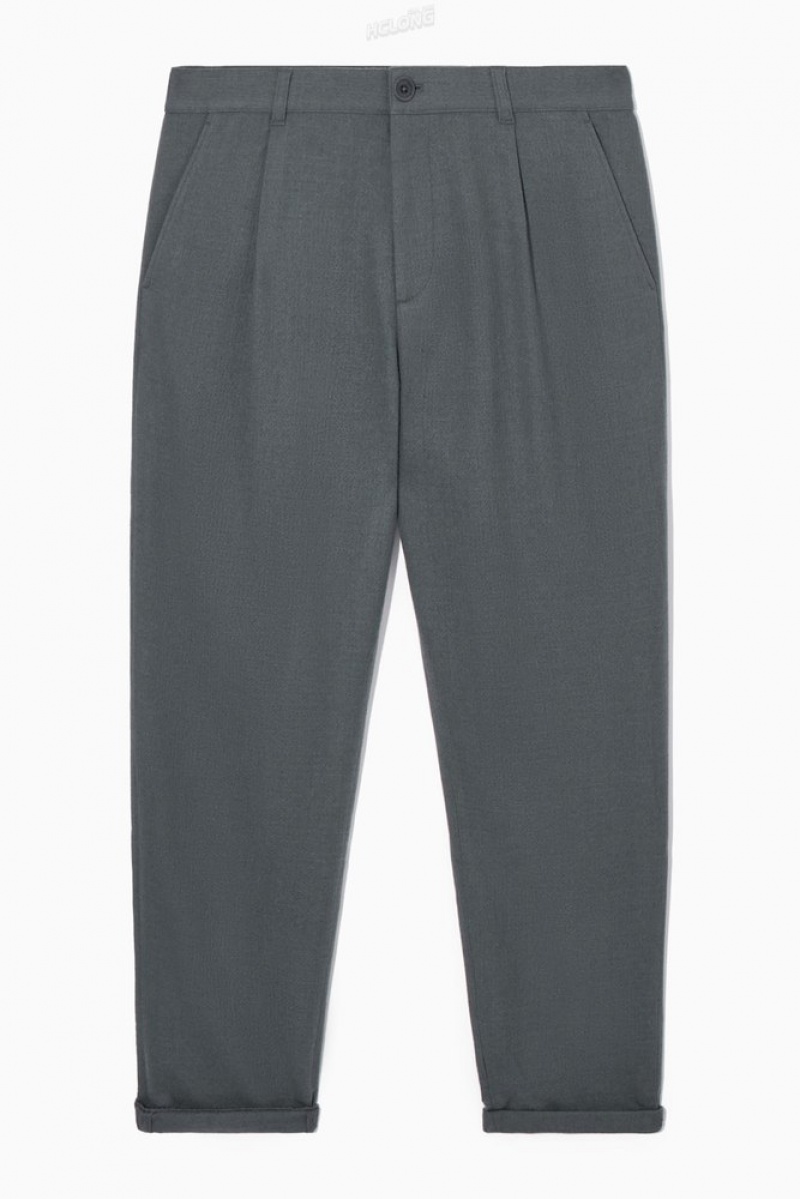 COS Tapered Wool Chinos Men's Trousers Grey | IO61-Q3CE