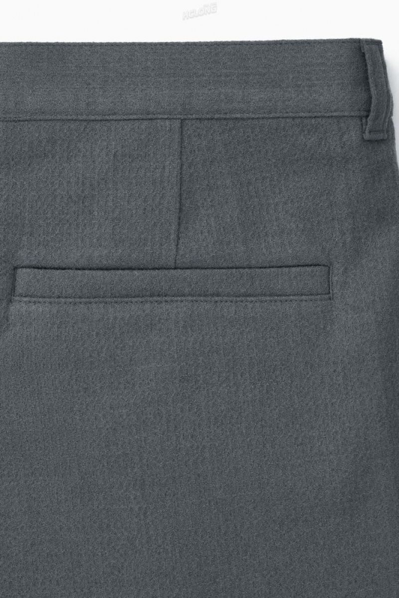 COS Tapered Wool Chinos Men's Trousers Grey | IO61-Q3CE