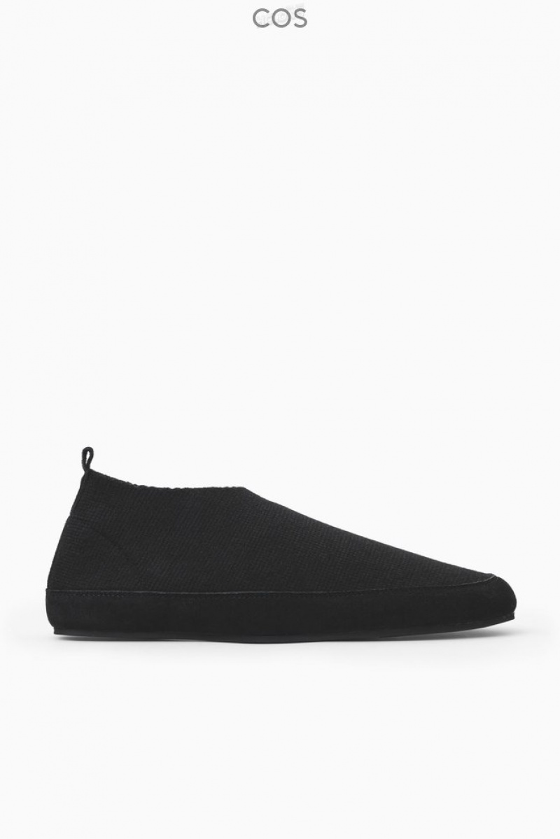 COS Teddy-Lined Knitted Slippers Men's Slippers Black | SW21-C4DY