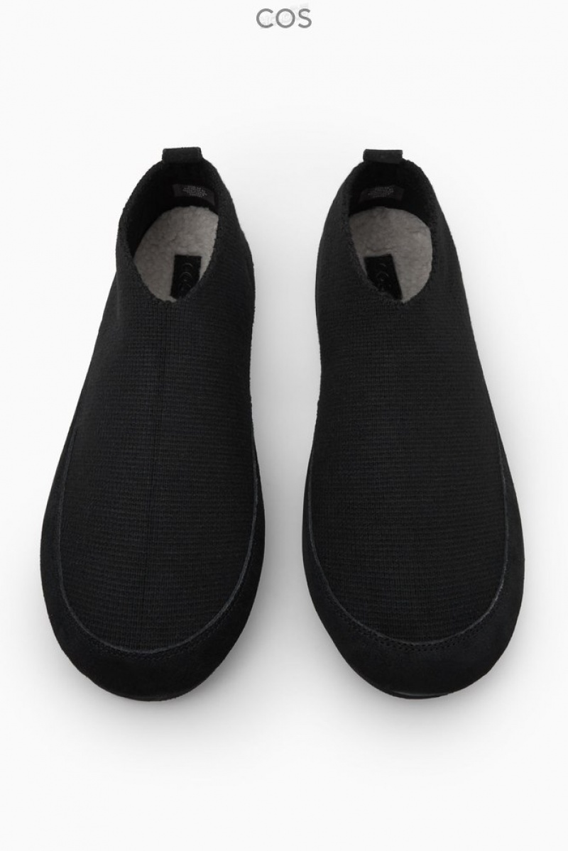 COS Teddy-Lined Knitted Slippers Men's Slippers Black | SW21-C4DY