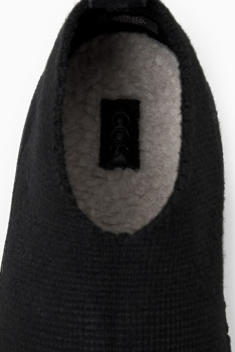 COS Teddy-Lined Knitted Slippers Men's Slippers Black | SW21-C4DY