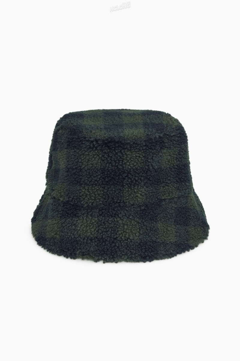 COS Teddy Bucket Hat Men's Hats Navy / Green | BO58-V5YQ