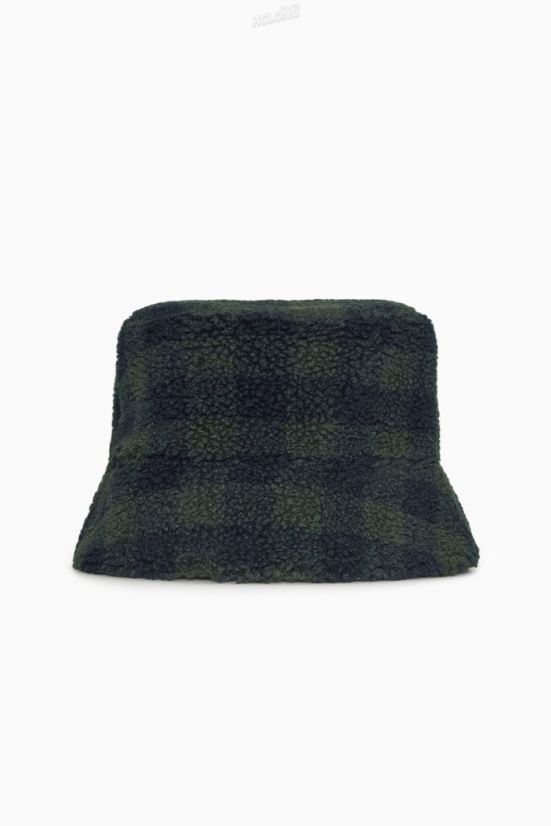 COS Teddy Bucket Hat Men\'s Hats Navy / Green | BO58-V5YQ