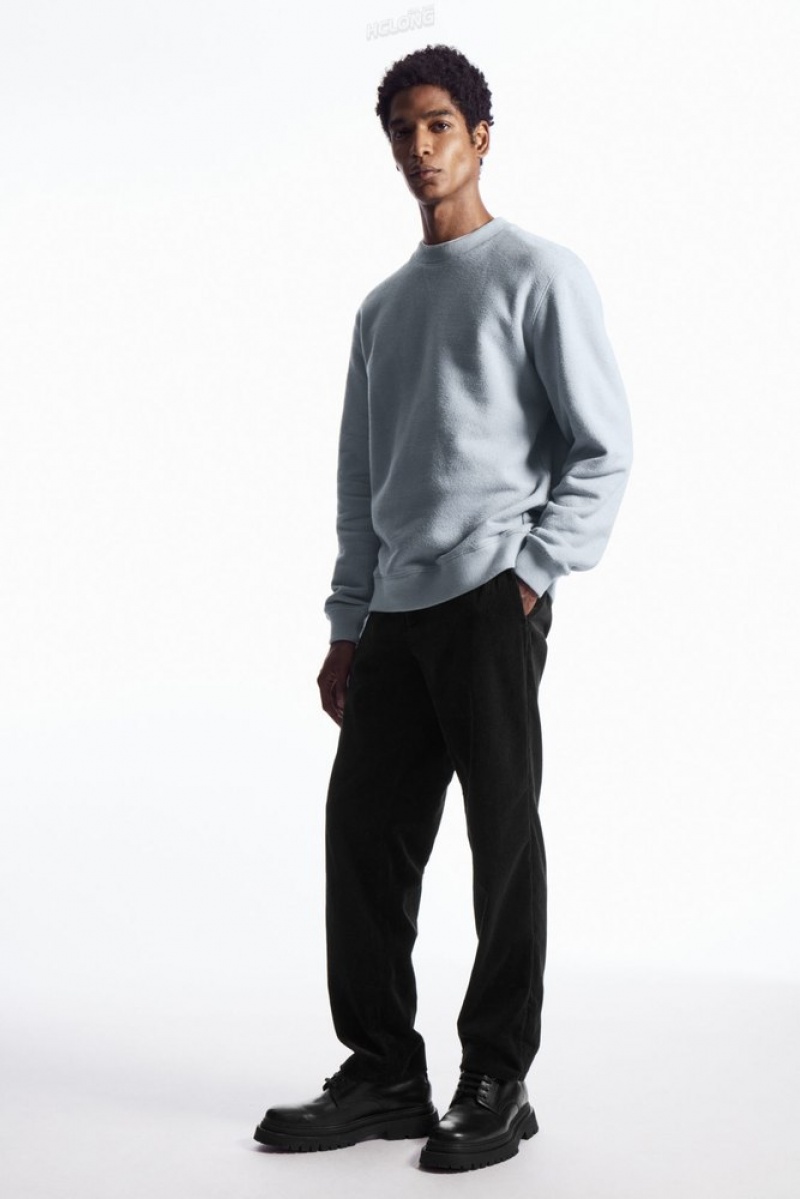 COS Textured-Jersey Sweatshirt Men's Sweatshirts & Hoodies Dusty Light Blue | XT23-Y0PT