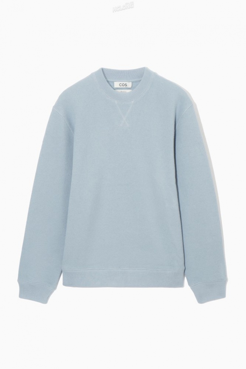 COS Textured-Jersey Sweatshirt Men's Sweatshirts & Hoodies Dusty Light Blue | XT23-Y0PT