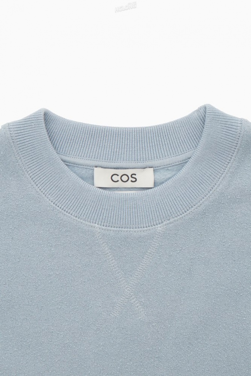 COS Textured-Jersey Sweatshirt Men's Sweatshirts & Hoodies Dusty Light Blue | XT23-Y0PT