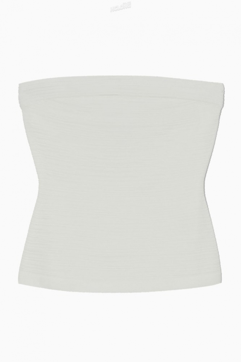 COS Textured Bandeau Top Women's Tops Black | FY98-A2YU