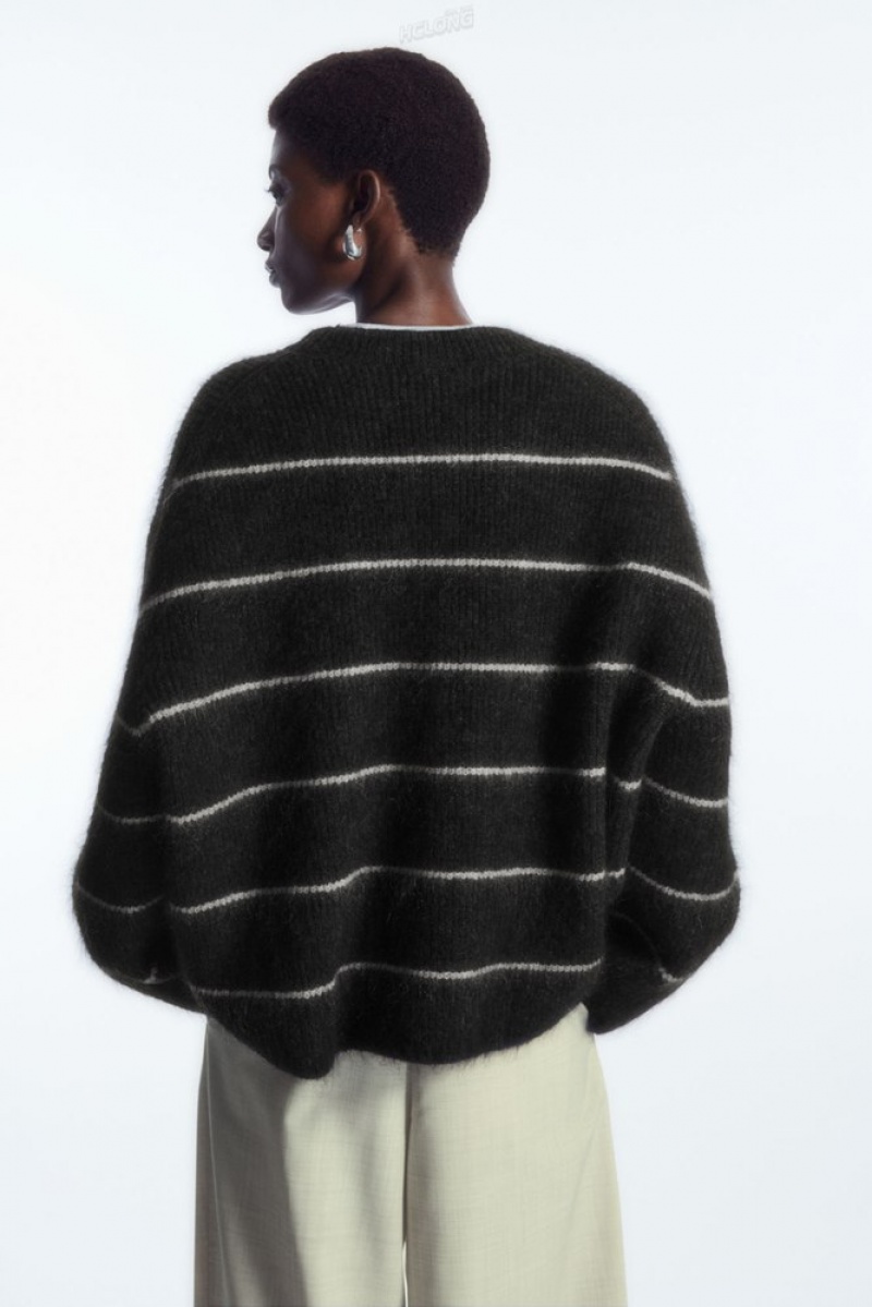 COS Textured Mohair-Blend Sweater Women's Sweaters & Cardigans White / Striped | ZG74-S5EW